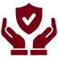 Two hands holding a shield with a star symbol.
