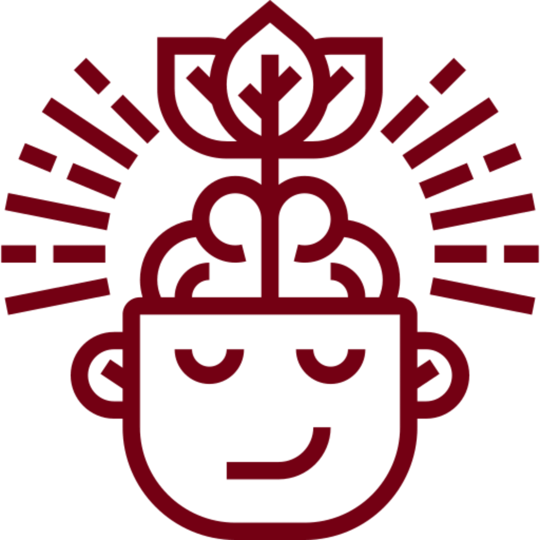 A maroon square with a faint, abstract floral or organic pattern.